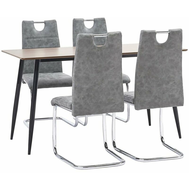 

Juego de comedor 5 piezas cuero sintetico gris