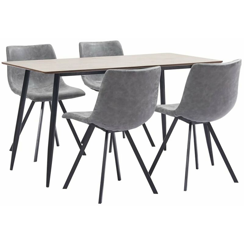 

Juego de comedor 5 piezas cuero sintetico gris