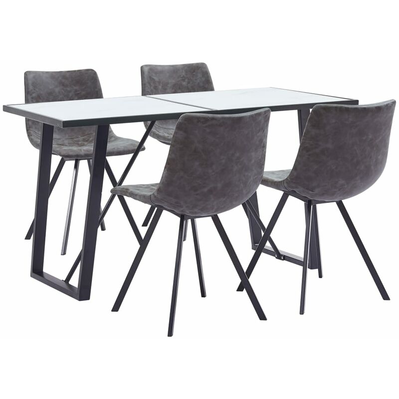 

Juego de comedor 5 piezas cuero sintético gris