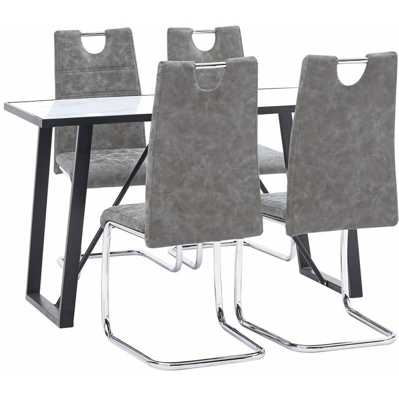 

Juego de comedor 5 piezas cuero sintético gris