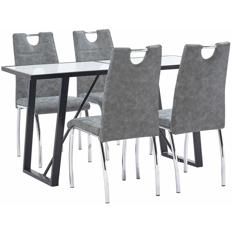 

Juego de comedor 5 piezas cuero sintético gris