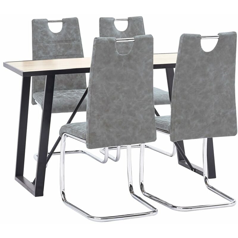 

Juego de comedor 5 piezas cuero sintético gris