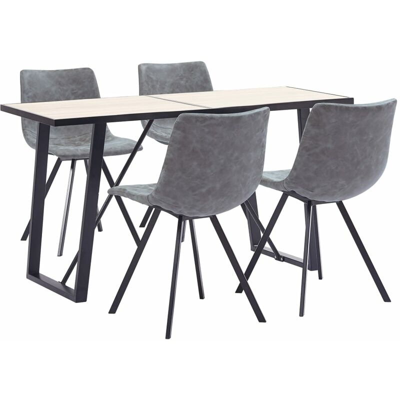 

Juego de comedor 5 piezas cuero sintético gris