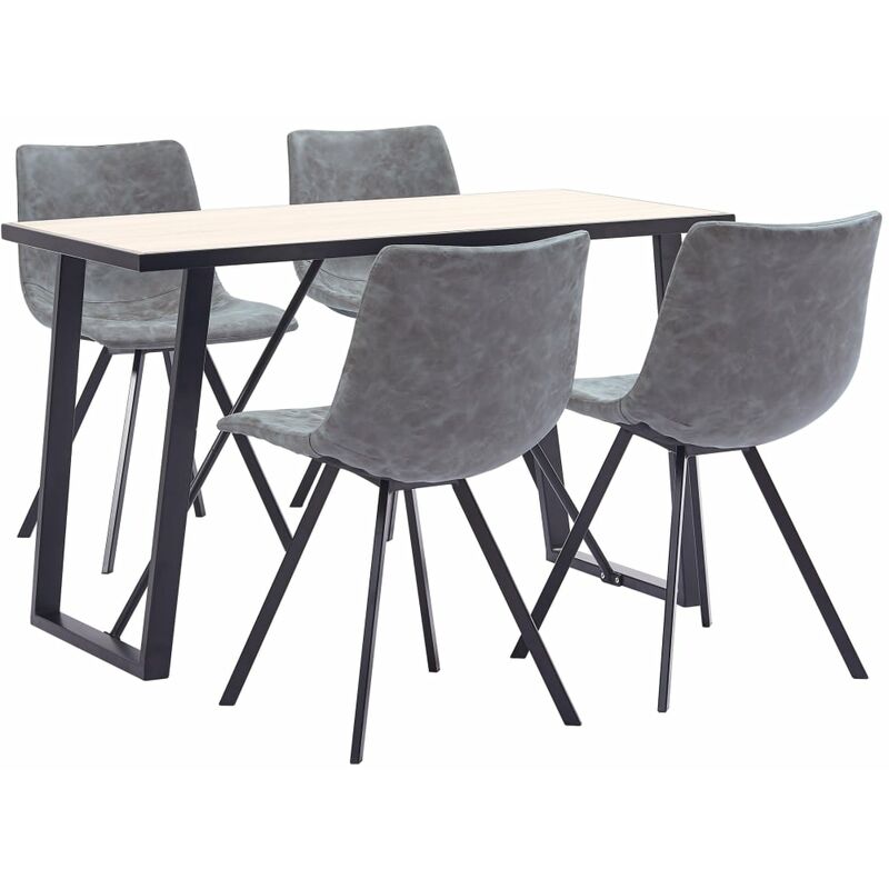 

Juego de comedor 5 piezas cuero sintético gris
