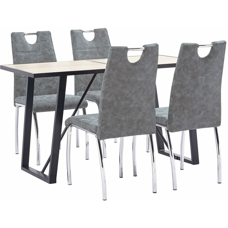 

Juego de comedor 5 piezas cuero sintético gris
