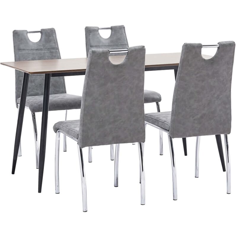 

Juego de comedor 5 piezas cuero sintético gris