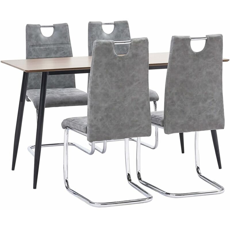 

Juego de comedor 5 piezas cuero sintético gris