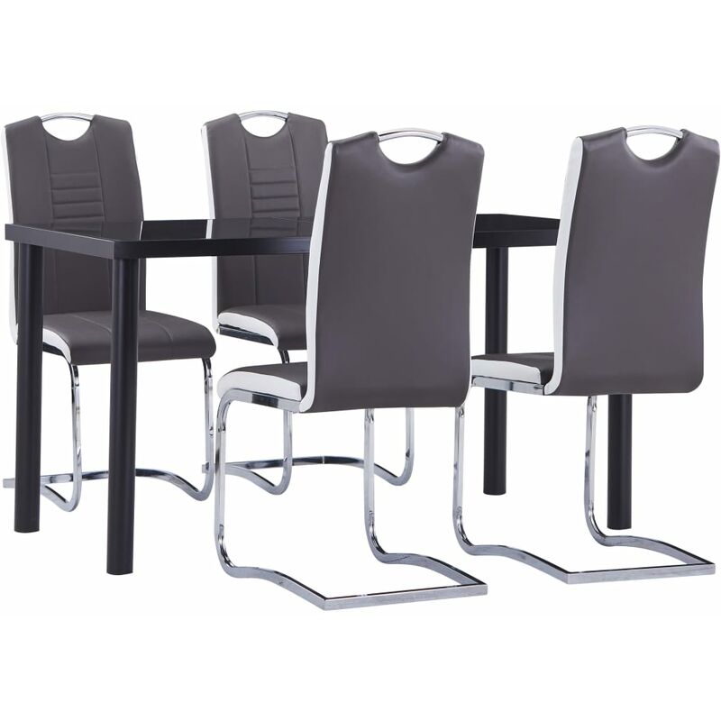 

Juego de comedor 5 piezas cuero sintético gris