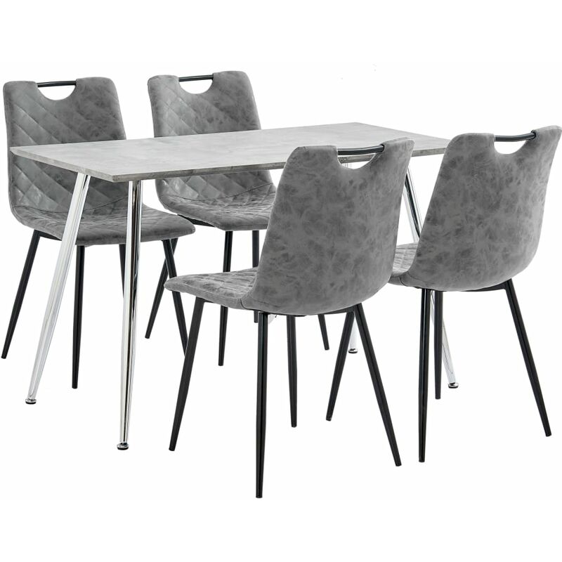 

vidaXL Juego de Comedor Cuero Sintético 5 Piezas Gris - Gris