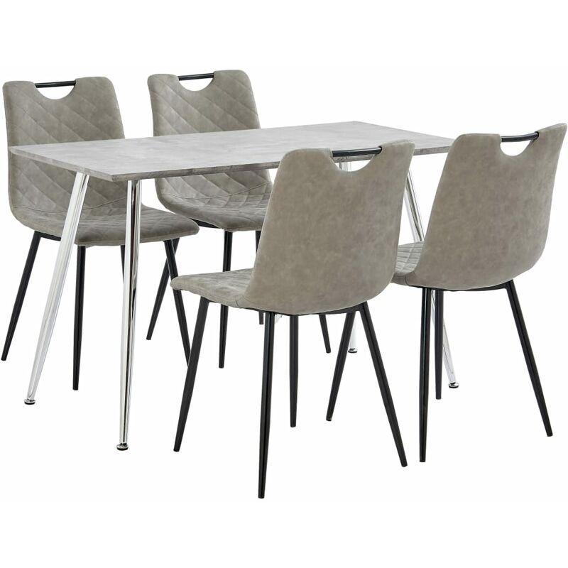 

vidaXL Juego de Comedor Cuero Sintético 5 Piezas Gris Oscuro - Gris