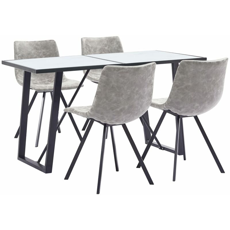 

Juego de comedor 5 piezas cuero sintetico gris claro