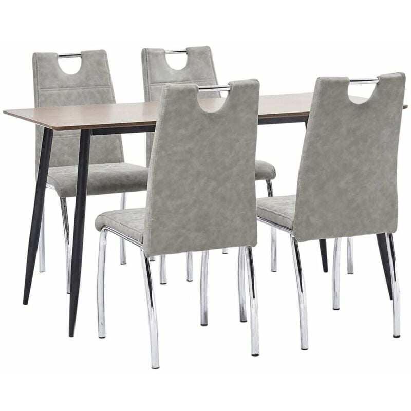 

Juego de comedor 5 piezas cuero sintetico gris claro