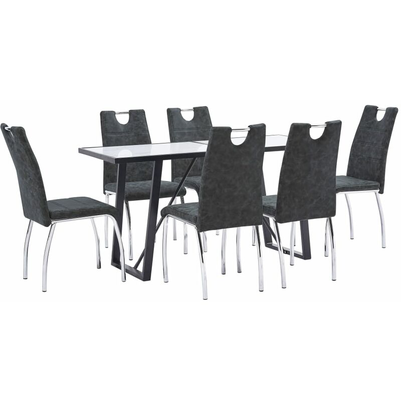 

vidaXL Juego de Comedor Cuero Sintético 7 Piezas Negro - Negro