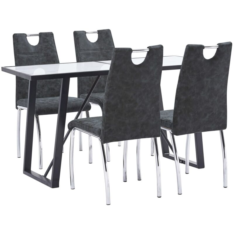 

vidaXL Juego de Comedor Cuero Sintético 5 Piezas Negro - Negro