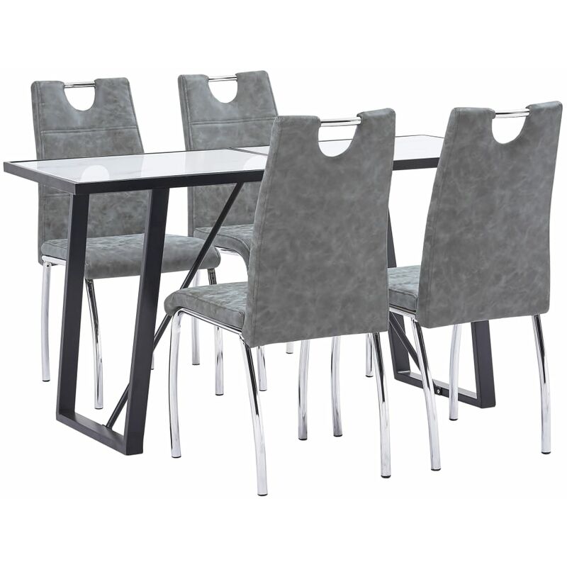 

vidaXL Juego de Comedor Cuero Sintético 5 Piezas Gris - Gris