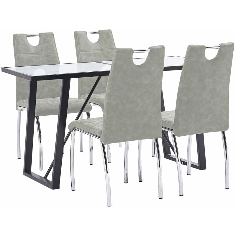 

vidaXL Juego de Comedor Cuero Sintético 5 Piezas Gris Claro - Gris