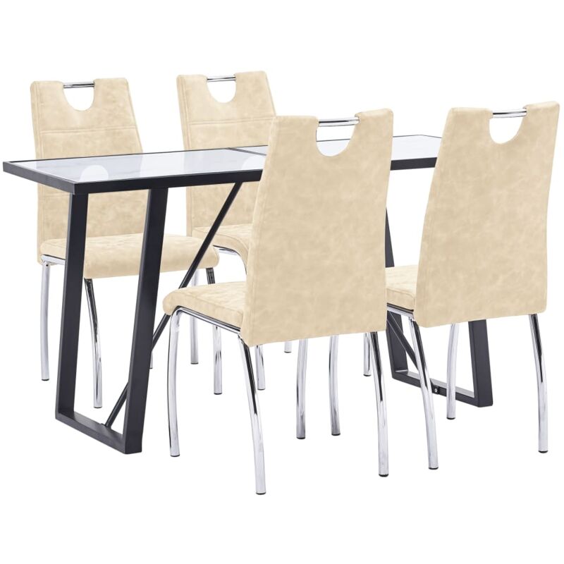 

vidaXL Juego de Comedor Cuero Sintético 5 Piezas Crema - Crema