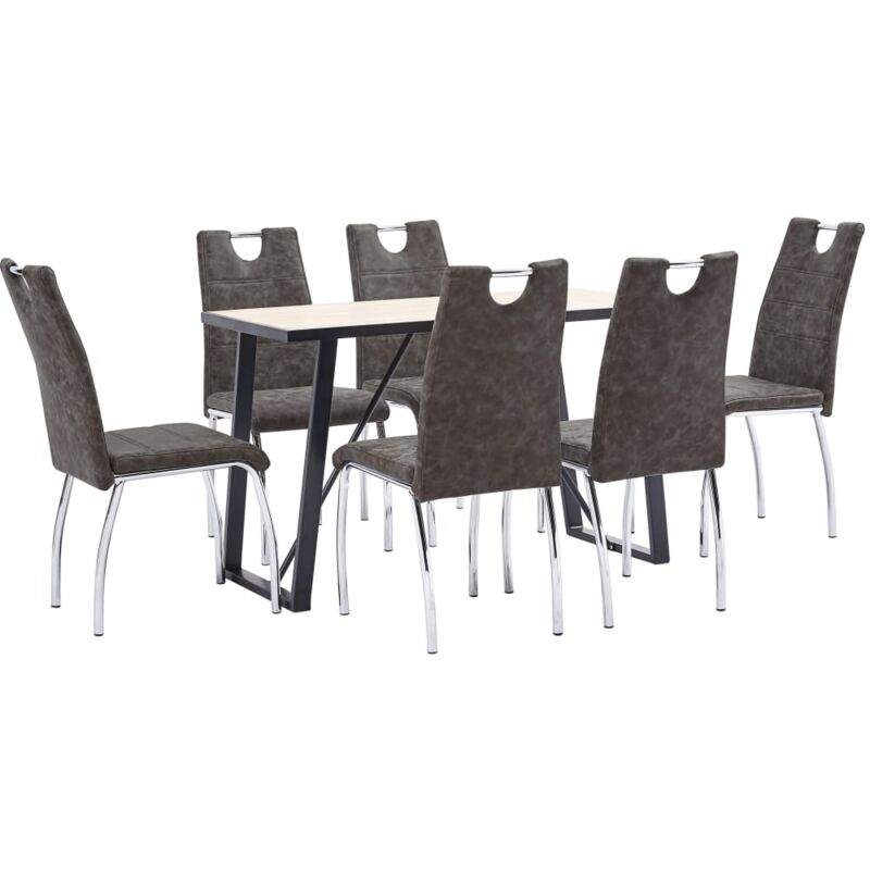 

vidaXL Juego de Comedor Cuero Sintético 7 Piezas Marrón - Marrón
