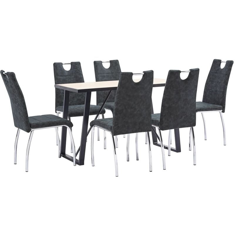 

vidaXL Juego de Comedor Cuero Sintético 7 Piezas Negro - Negro