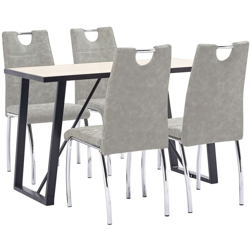 

vidaXL Juego de Comedor Cuero Sintético 5 Piezas Gris Claro - Gris