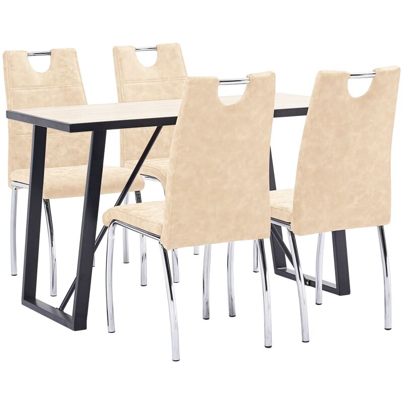 

vidaXL Juego de Comedor Cuero Sintético 5 Piezas Crema - Crema