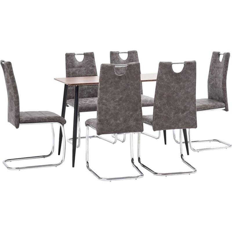 

vidaXL Juego de Comedor Cuero Sintético 7 Piezas Marrón - Marrón