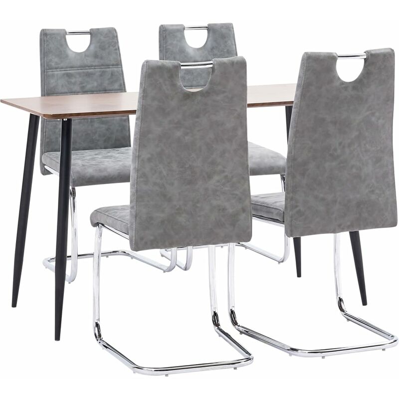 

vidaXL Juego de Comedor Cuero Sintético 5 Piezas Gris - Gris