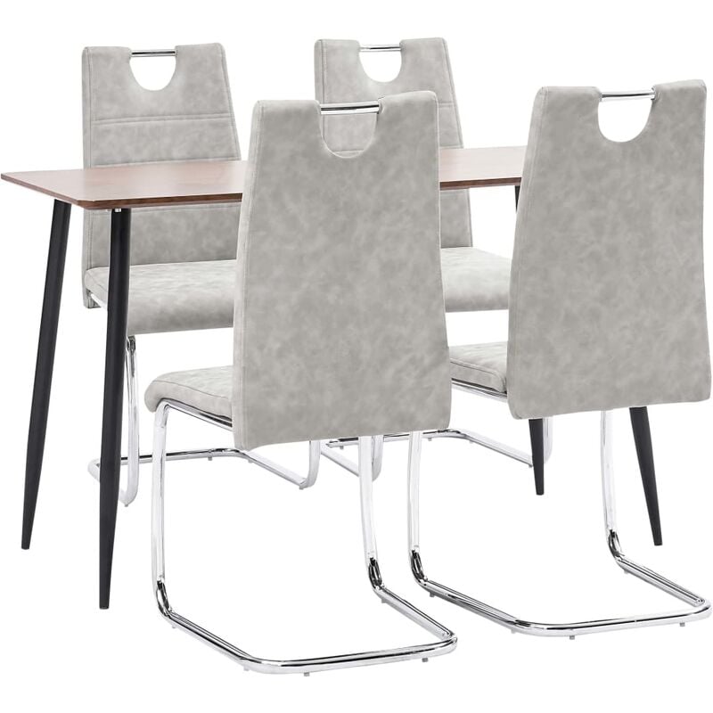 

vidaXL Juego de Comedor Cuero Sintético 5 Piezas Gris Claro - Gris
