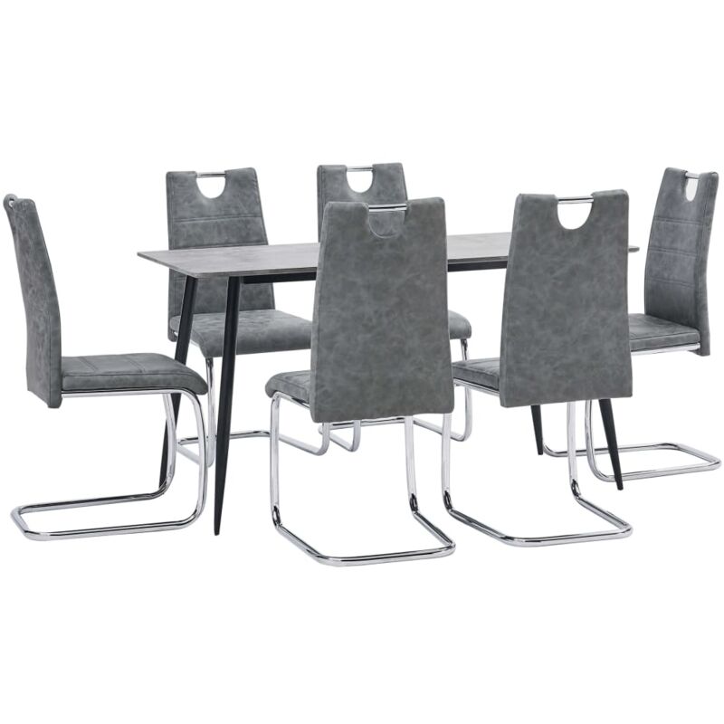 

vidaXL Juego de Comedor Cuero Sintético 7 Piezas Gris - Gris