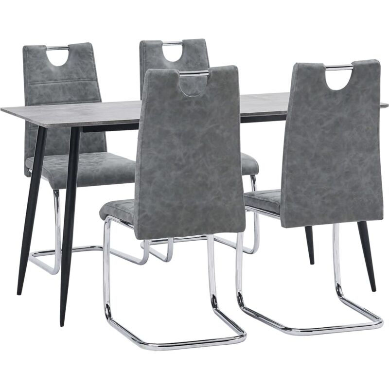 

vidaXL Juego de Comedor Cuero Sintético 5 Piezas Gris - Gris