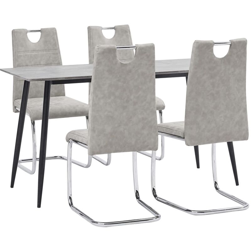 

vidaXL Juego de Comedor Cuero Sintético 5 Piezas Gris Claro - Gris
