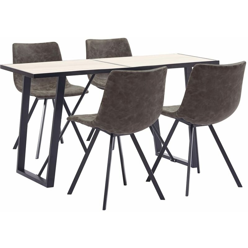 

Rogal Home&Deco Juego de comedor 5 piezas cuero sintético marrón