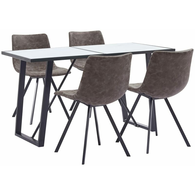 

BHD - Juego de comedor 5 piezas cuero sintético marrón