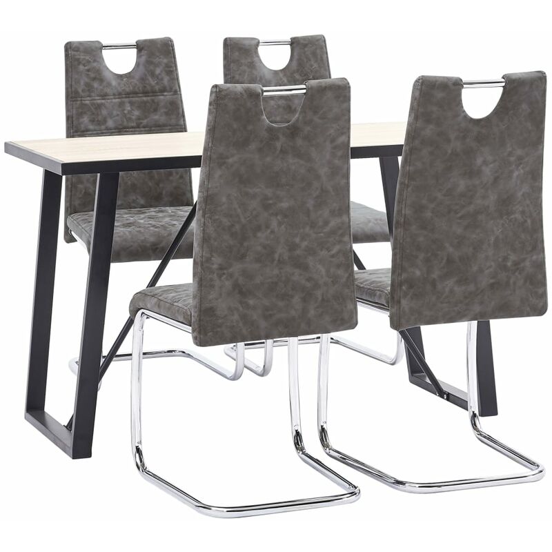 

Juego de comedor 5 piezas cuero sintético marrón