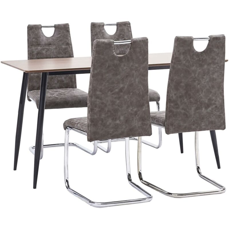 

Juego de comedor 5 piezas cuero sintético marrón