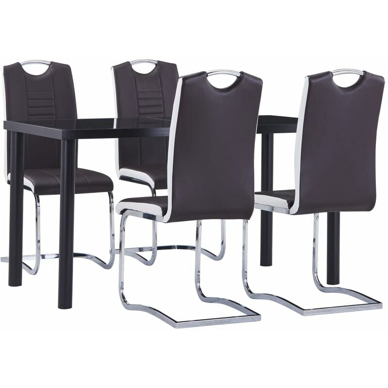

Juego de comedor 5 piezas cuero sintético marrón