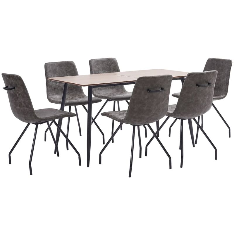 

Juego de Comedor Cuero Sintético 7 Piezas Marrón Oscuro - Marrón - Vidaxl