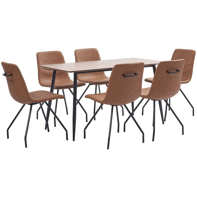 

Juego de Comedor Cuero Sintético 7 Piezas Marrón - Marrón - Vidaxl