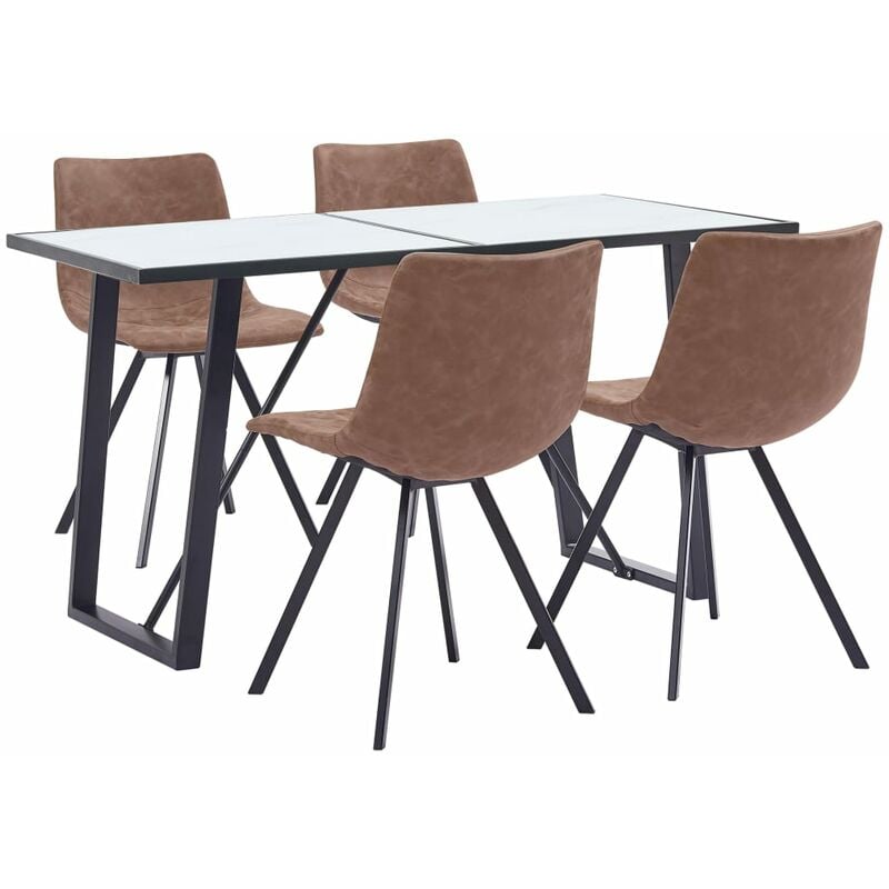 

Rogal Home&Deco Juego de comedor 5 piezas cuero sintético marrón intermedio