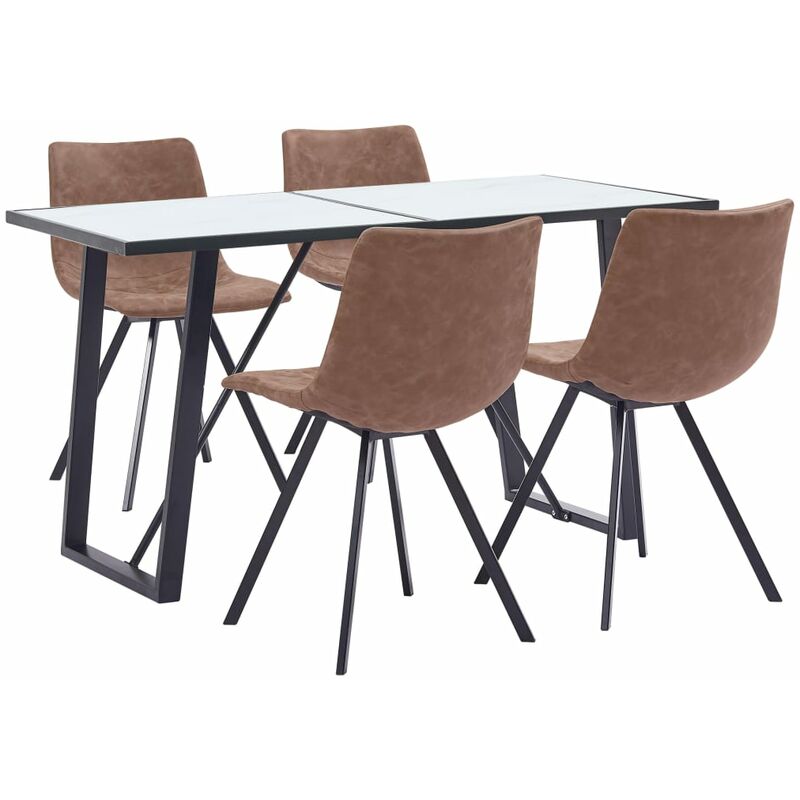 

Juego de comedor 5 piezas cuero sintético marrón intermedio