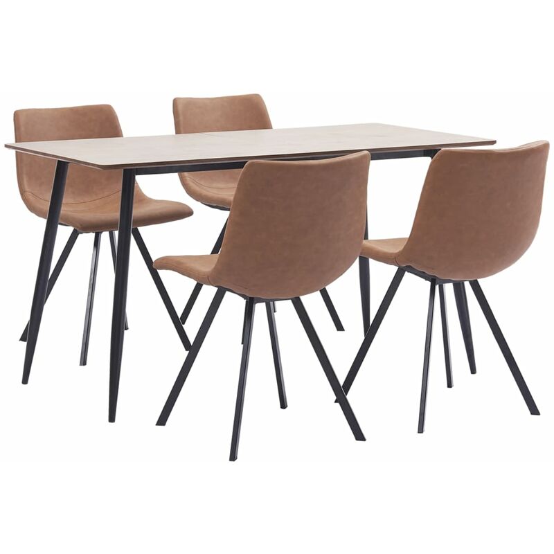 

Juego de comedor 5 piezas cuero sintético marrón intermedio