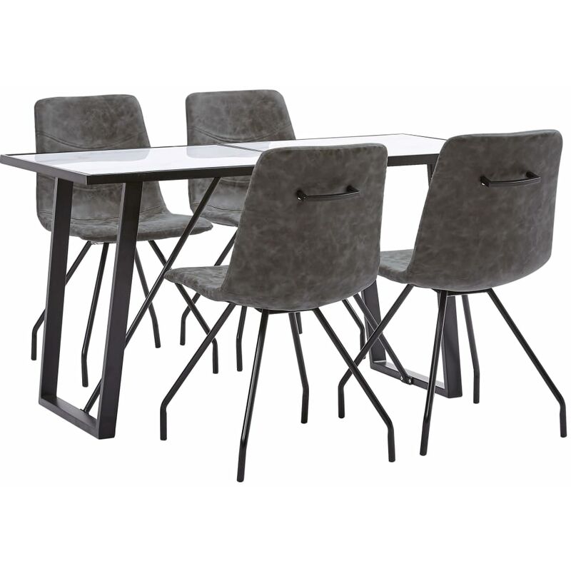 

Juego de comedor 5 piezas cuero sintetico marron oscuro