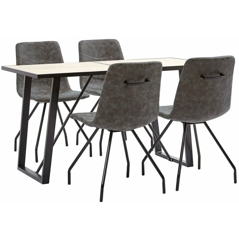 

Juego de comedor 5 piezas cuero sintetico marron oscuro