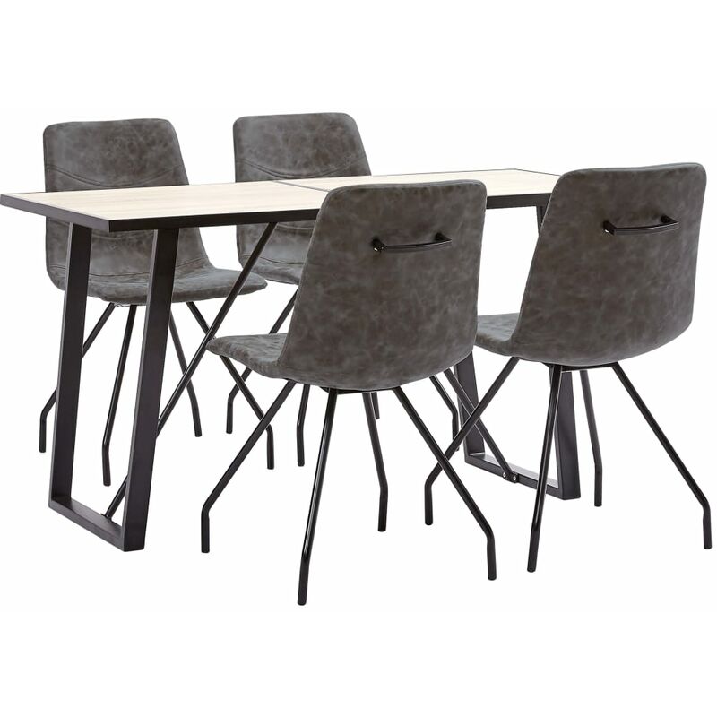 

Juego de comedor 5 piezas cuero sintético marrón oscuro