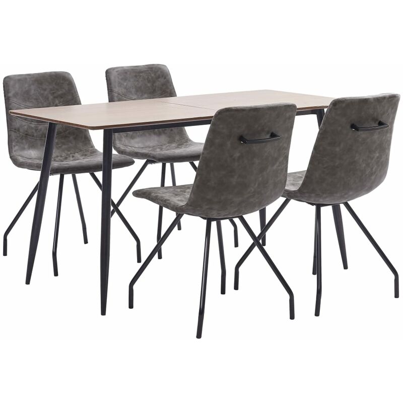 

Juego de comedor 5 piezas cuero sintético marrón oscuro