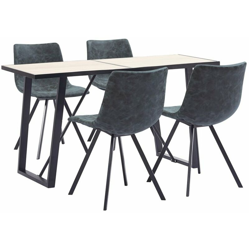 

Happyshopping - Juego de comedor 5 piezas cuero sintetico negro