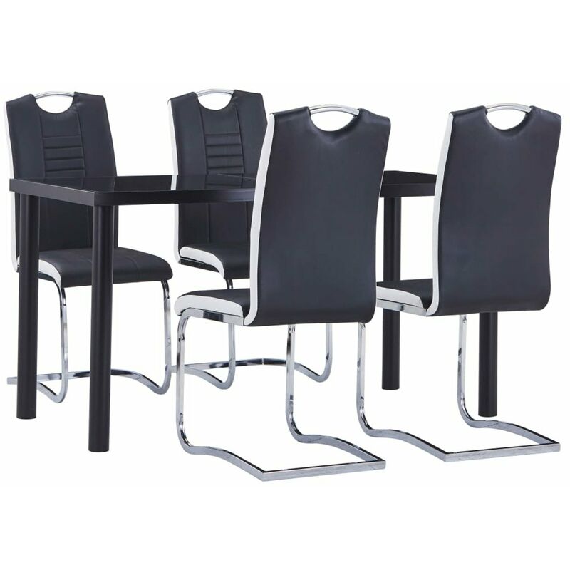 

Juego de comedor 5 piezas cuero sintetico negro