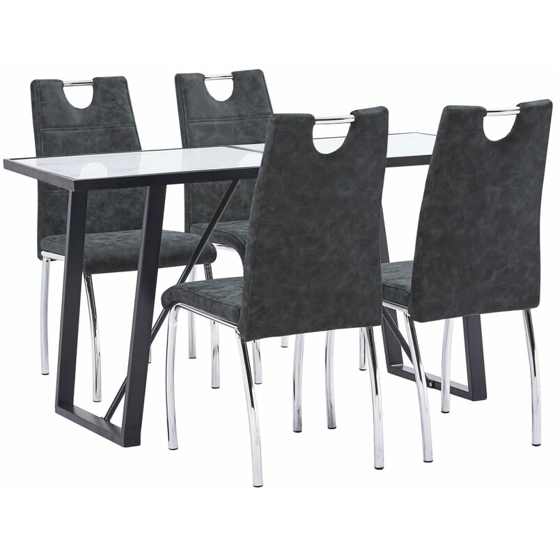 

Juego de comedor 5 piezas cuero sintético negro