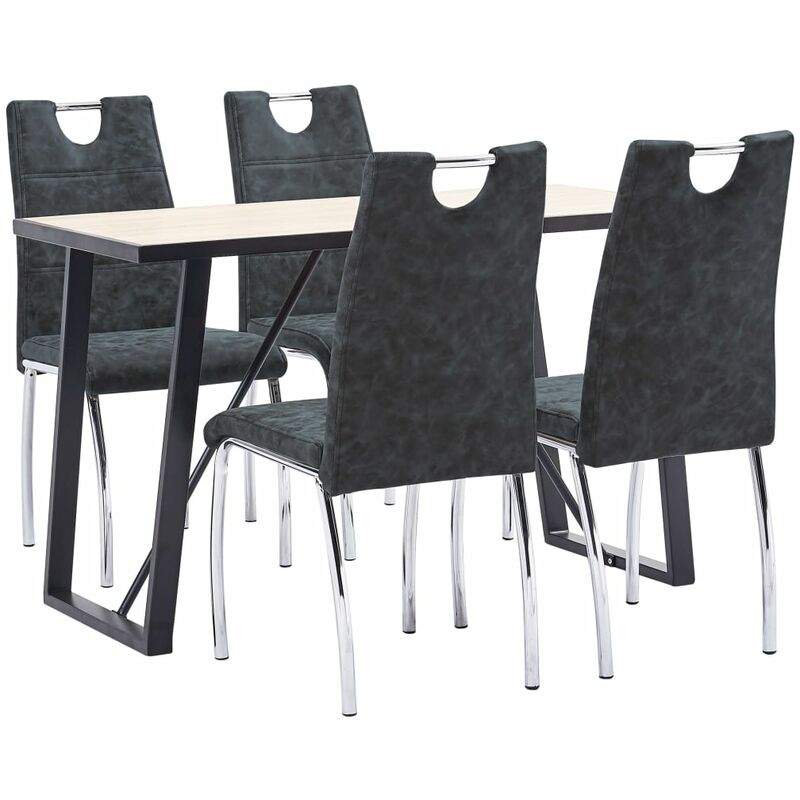 

Juego de comedor 5 piezas cuero sintético negro