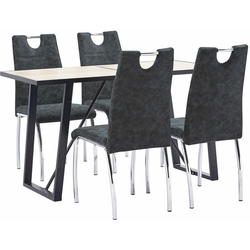 

Juego de comedor 5 piezas cuero sintético negro